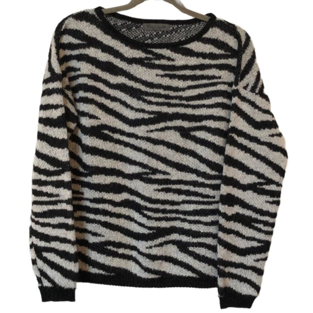 Elsamanda Wool Mohair Zebra Animal Print Knit Sweater